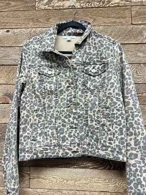 STS Blue Leopard Print Denim Jacket in Gray